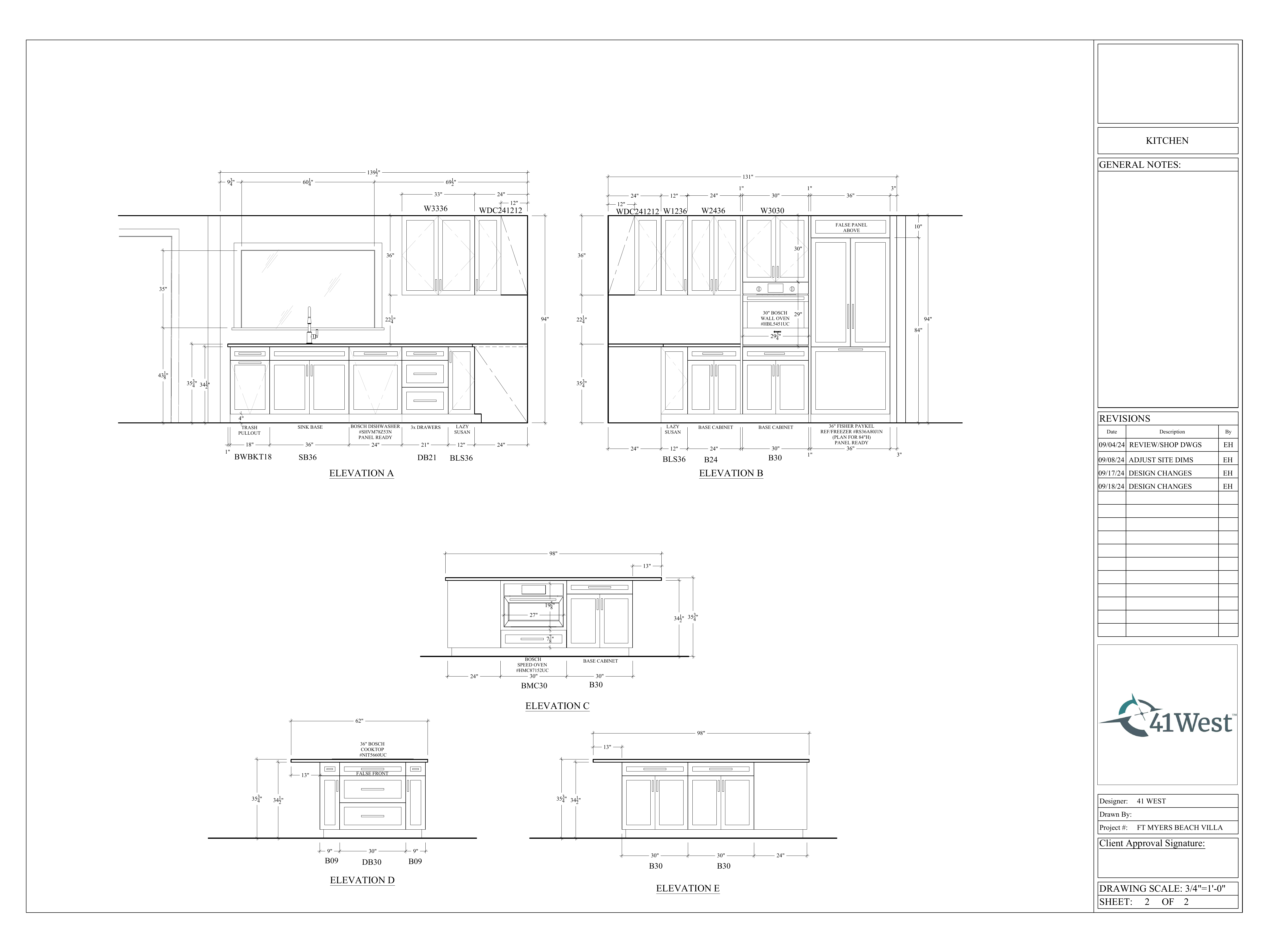 Cutlass Drive kitchen cabinet elevations